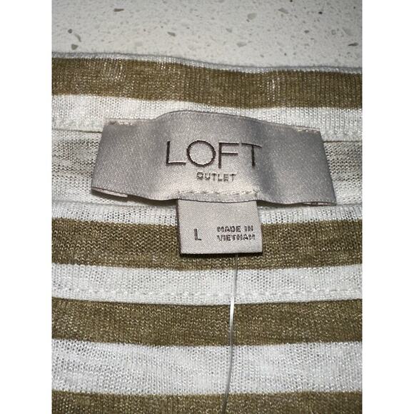 LOFT Lot of 2 pullover tops Pink Tan white Stripe L NWT Casual Boxy lightweight - Picture 11 of 16